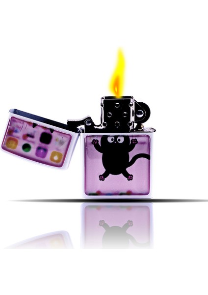 Kedi Desenli Pembe Beyaz Benzinli Çakmak fiyatları