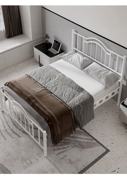 Argimo Belinay Çift Kişilik Ferforje Metal Karyola Beyaz