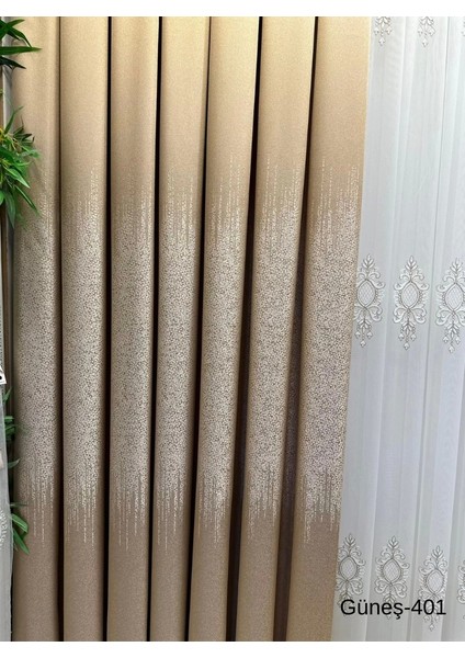Nivemeshome Güneş FT632121 Altın V-401 1/3 Sık Pileli Fon Perde Apm fiyatları