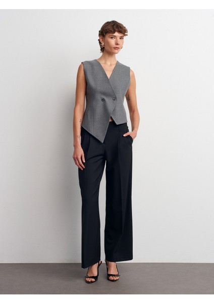72182 Geniş Paça Pantolon-Siyah