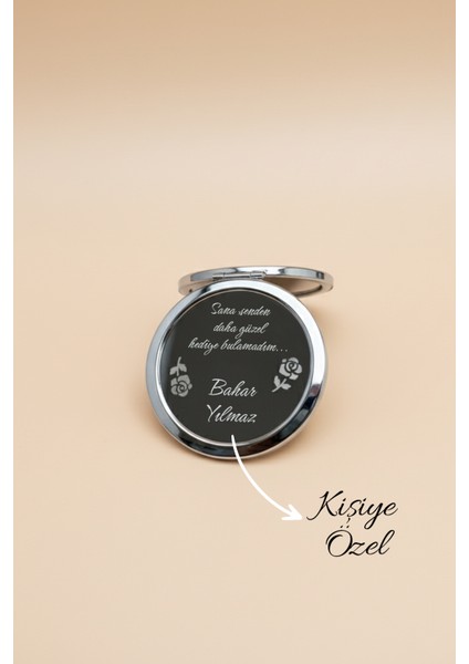 Sevgiliye Özel Isim Baskılı Sana Senden Daha Güzel Hediye Veremedim Yazılı Makyaj Aynası Cep Aynası fırsatları