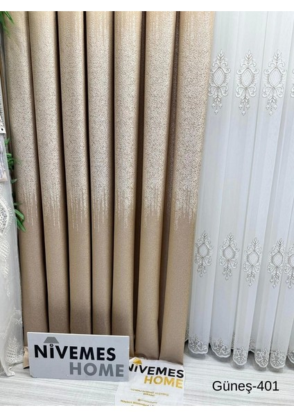 Nivemeshome Güneş FT632121 Altın V-401 1/3 Sık Pileli Fon Perde Apm fırsatları