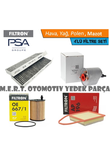 Peugeot 5008 1.6 E-Hdi Filtre Bakım Seti 2010-2014