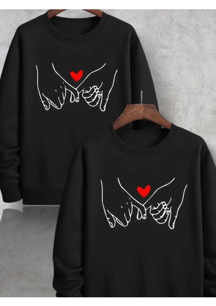 Sevgili Kombini Takım Sevgi Baskılı Bisiklet Yaka Sweatshirt Sevgililer Günü (Adet Fiyattır)