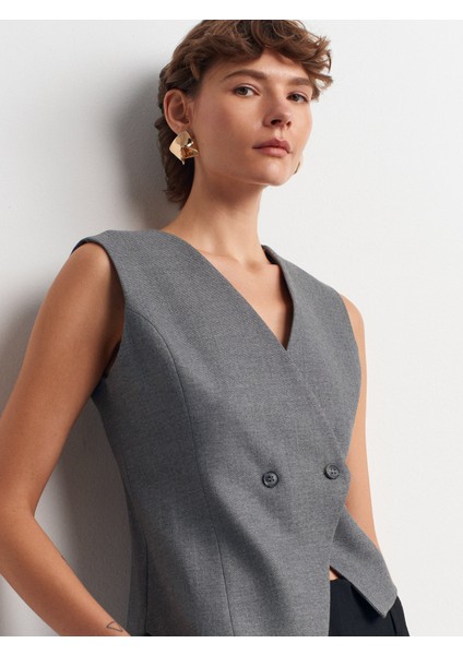 60599 Asimetrik Yelek-Gri modelleri