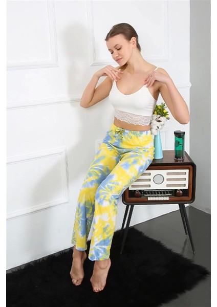 Moda Kadın Pamuklu Alt Pijama Sarı modelleri