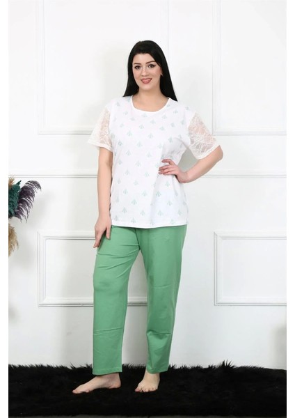 Moda Kadın 5xl-6xl-7xl-8xl Büyük Beden Kısa Kol Pijama Takım Beyaz fiyatları