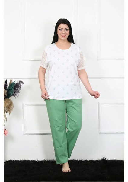 Moda Kadın 5xl-6xl-7xl-8xl Büyük Beden Kısa Kol Pijama Takım Beyaz modelleri