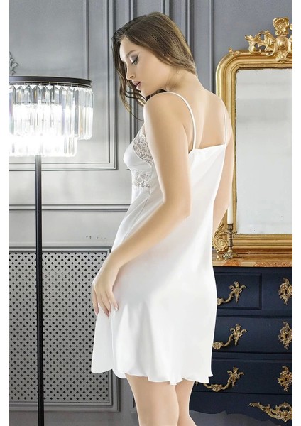 Moda Saten Gecelik Beyaz modelleri