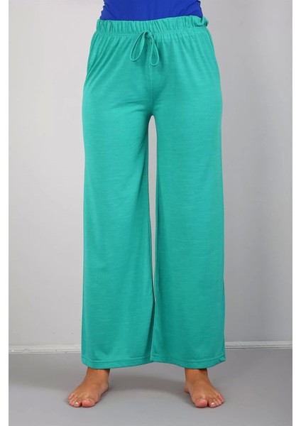 Moda Bayan Penye Bol Paça Pantolon Yeşil fiyatları