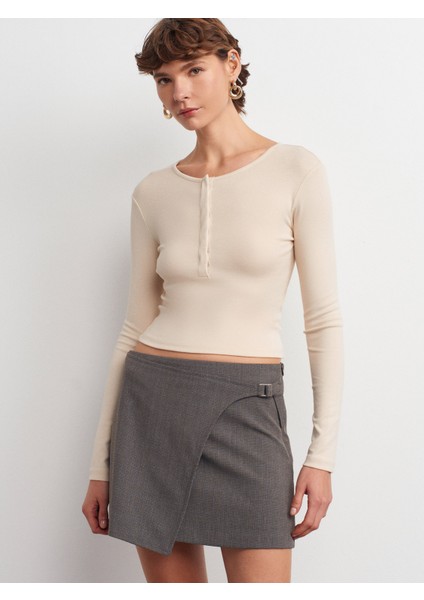 31442 Uzun Kollu Çıtçıt Düğmeli Top-Taş indirimleri