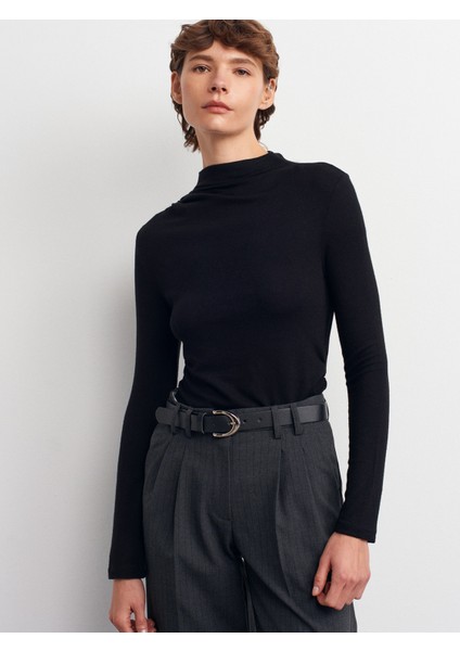 32139 Büzgülü Uzun Kollu Top-Siyah modelleri