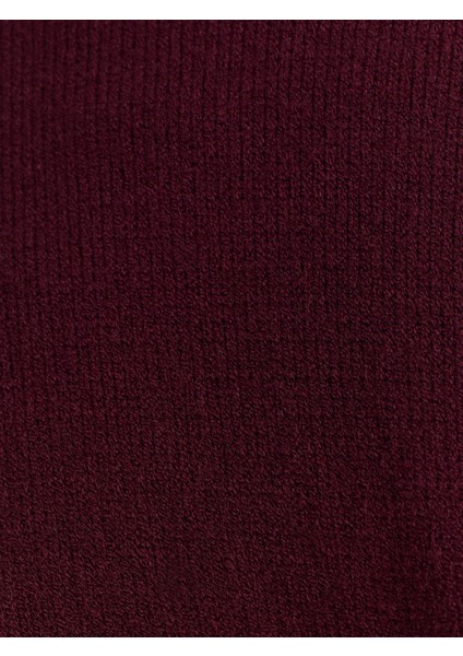 10812 Bisiklet Yaka Büzgü Düğme Detaylı Yünlü Triko Kazak-Bordo M. fırsatları
