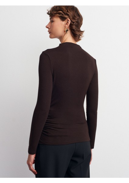 32139 Büzgülü Uzun Kollu Top-Koyu Kahve fiyatları