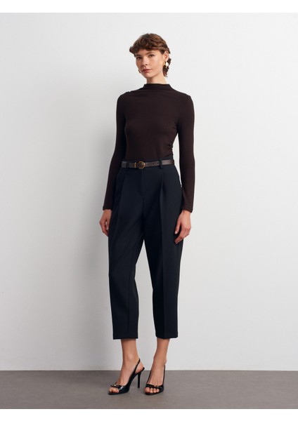 32139 Büzgülü Uzun Kollu Top-Koyu Kahve modelleri