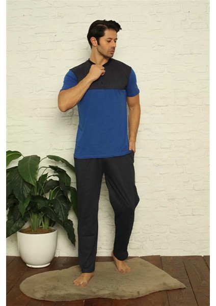 Moda Erkek Saks 3'lü Pijama Takım