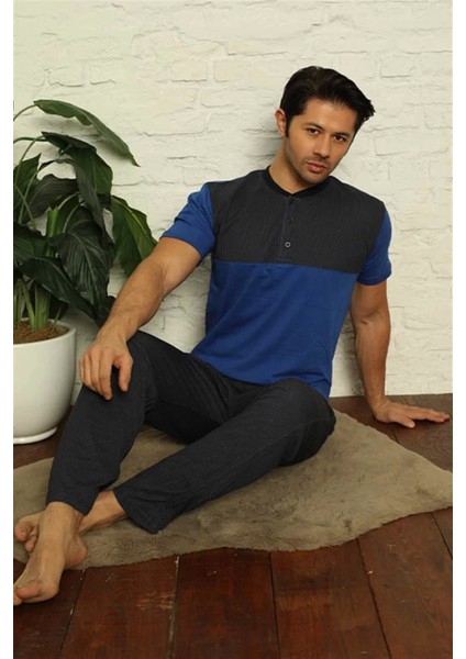 Moda Erkek Saks 3'lü Pijama Takım modelleri