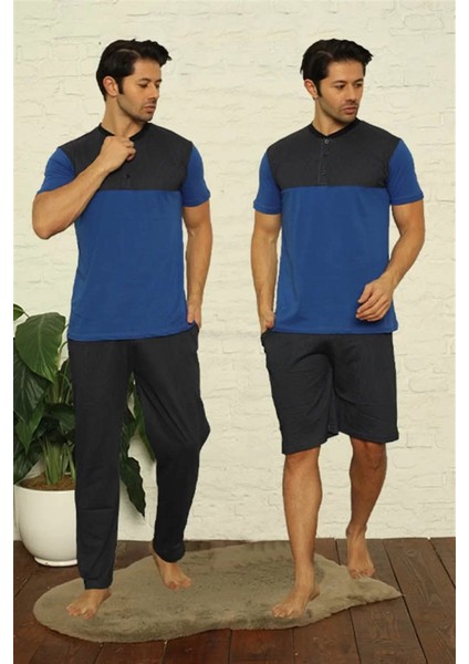 Moda Erkek Saks 3'lü Pijama Takım indirimleri