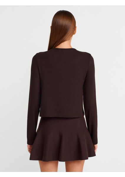 80120 Beli Lastikli Volanlı Triko Etek-Koyu Kahve fiyatları