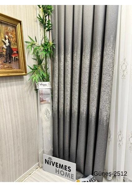 Nivemeshome Güneş FT632121 Antrasit V-2512 1/3 Sık Pileli Fon Perde Apm