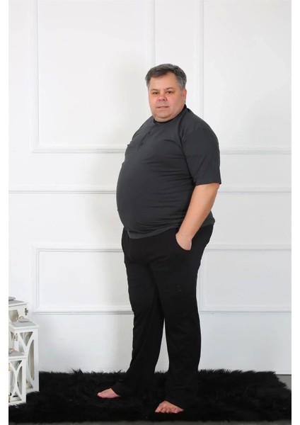 Moda Büyük Beden Erkek Antrasit Penye Pijama Takım fiyatları