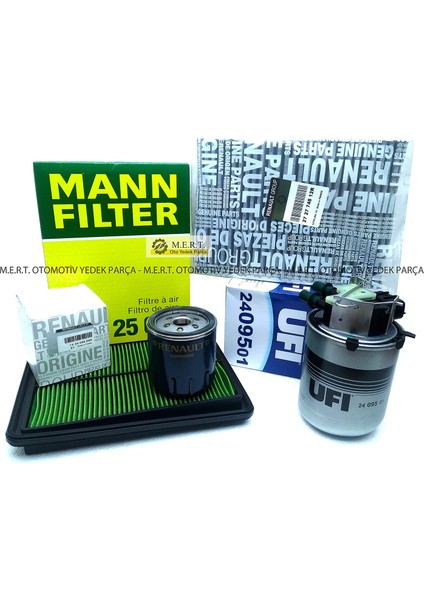 Renault Kadjar 1.5 Dci Filtre Bakım Seti (2015-2018)