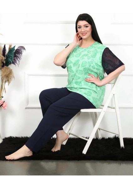 Moda Kadın 5xl-6xl-7xl-8xl Büyük Beden Kısa Kol Pijama Takım Yeşil fiyatları