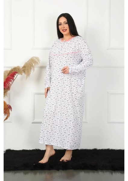 Moda Büyük Beden Uzun Kol Beyaz Anne Gecelik fiyatları