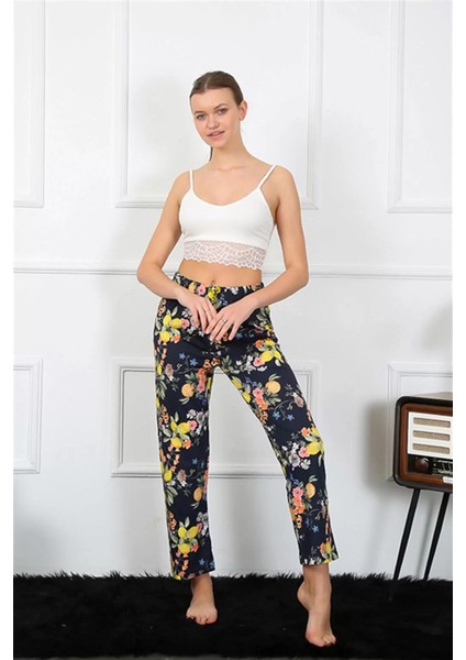 Moda Kadın Pamuklu Alt Pijama Lacivert