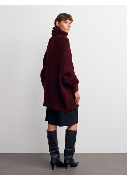 2268 Balıkçı Yaka Geniş Kazak-Koyu Bordo fiyatları