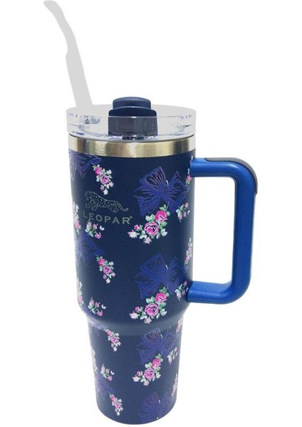 Pipetli 1,2 Lt Çelik Bardak Termos Lacivert YK1549