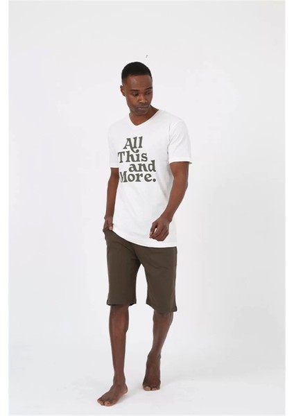 Moda Erkek Kısa Kol Ekru Penye Şortlu Pijama Takımı fiyatları