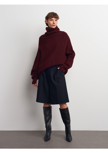 2268 Balıkçı Yaka Geniş Kazak-Koyu Bordo indirimleri