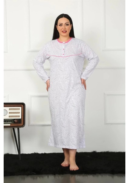 Moda Büyük Beden Uzun Kol Fuşya Anne Gecelik fiyatları