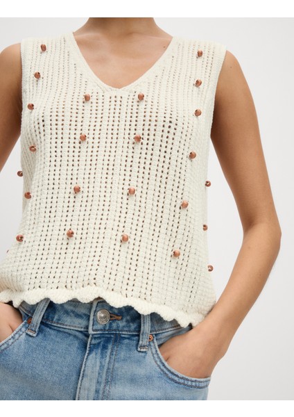 Pamuk Karışımlı Dokulu Bluz