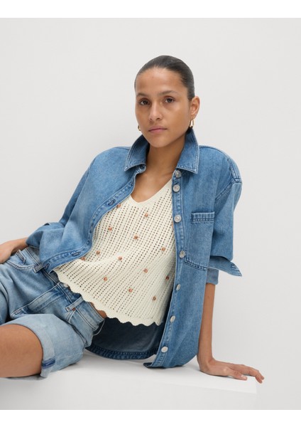 Pamuk Karışımlı Dokulu Bluz