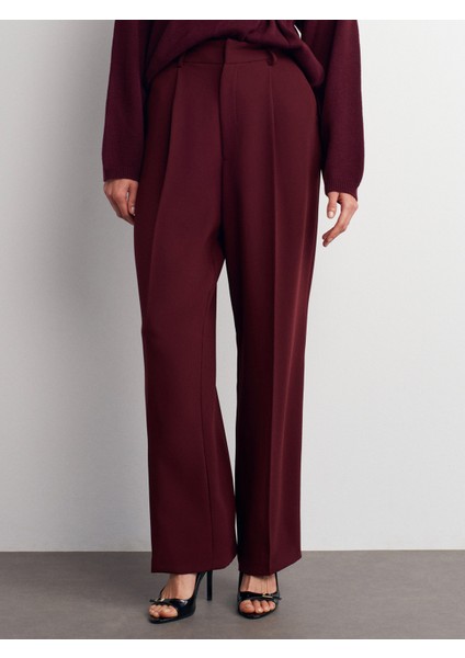 7954 Yüksek Bel Pantolon-Bordo indirimleri