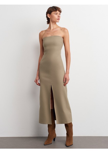 90758 Straplez Elbise-Çağla