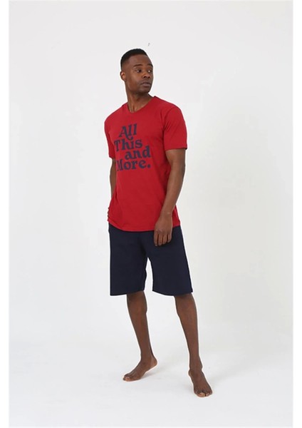 Moda Erkek Kısa Kol Bordo Penye Şortlu Pijama Takımı fiyatları