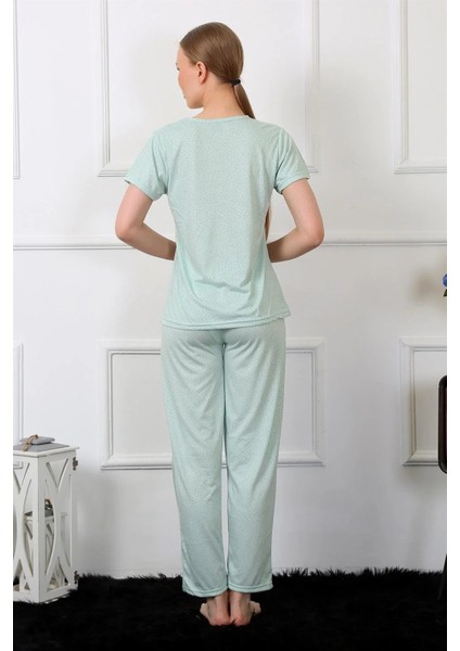 Moda Kadın Kısa Kol Pijama Takım Su Yeşili fırsatları