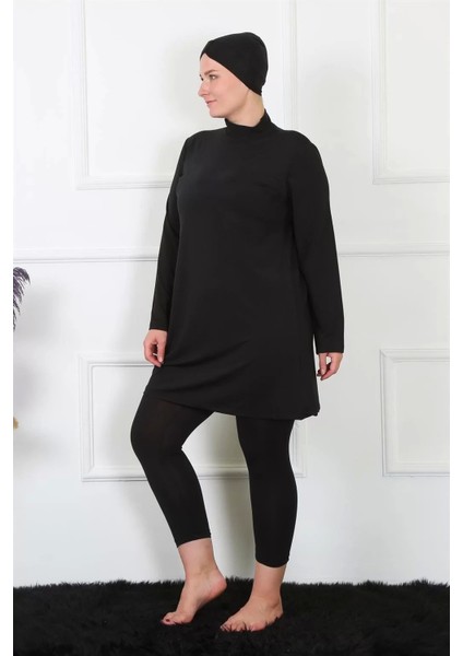 Moda Tam Kapalı Büyük Beden Siyah Mayo modelleri