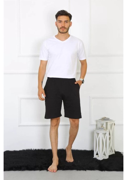 Moda Erkek Pamuk Siyah Şort