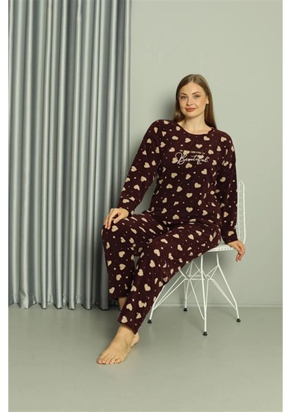Moda Polar Kadın Büyük Beden Pijama Takımı Bordo fırsatları