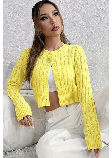 Örgü Desenli Kadın Triko Hırka (S,m,l Uyumludur) P-00018294