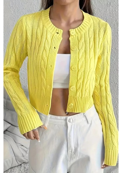 Örgü Desenli Kadın Triko Hırka (S,m,l Uyumludur) P-00018294 fırsatları