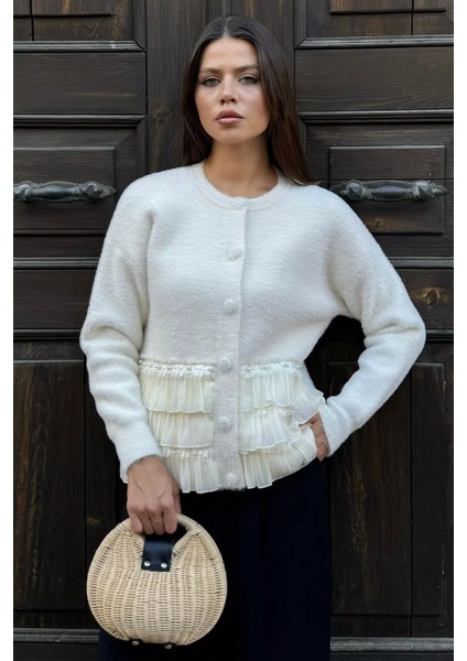 Alt Kısmı Fırfırlı Yumoş Triko Ceket (S,m,l,xl Uyumludur) P-00018224