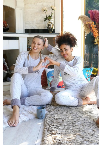 Moda Polar Kadın Pijama Takımı Ekru