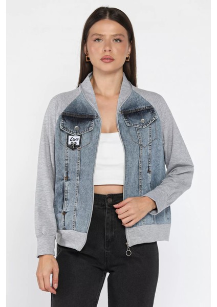 Kadın Fiyonk Detaylı Garnili Jean Kot Ceket P-00018098