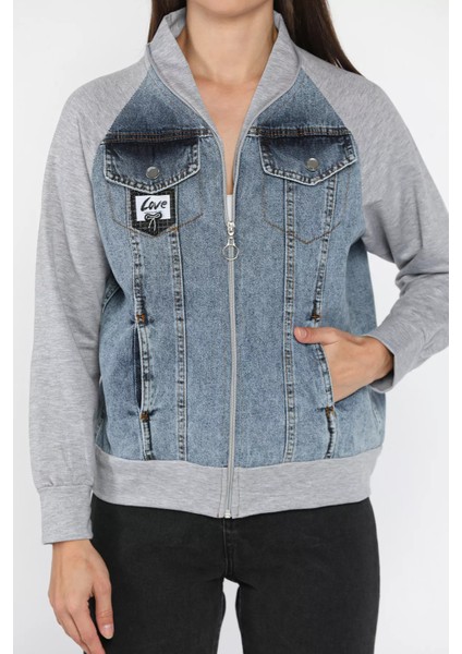 Kadın Fiyonk Detaylı Garnili Jean Kot Ceket P-00018098 modelleri