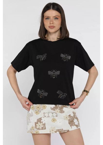 Taş Işlemeli Bisiklet Yaka Tişört P-00016713 fiyatları